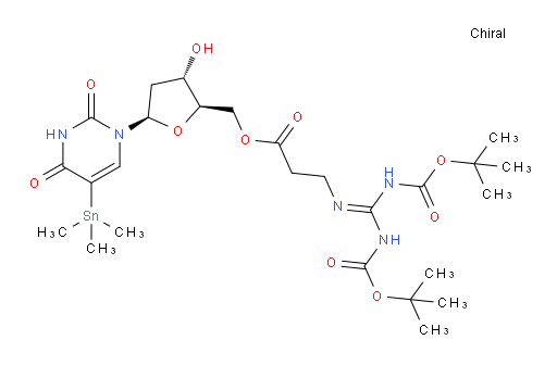 ((2R,3S,5R)-5-(2,4-dioxo-5-(trimethylstannyl)-3,4-dihydropyrimidin-1(2H)-yl)-3-hydroxytetrahydrofuran-2-yl)methyl 3-((2,2,10,10-tetramethyl-4,8-dioxo-3,9-dioxa-5,7-diazaundecan-6-ylidene)amino)propanoate