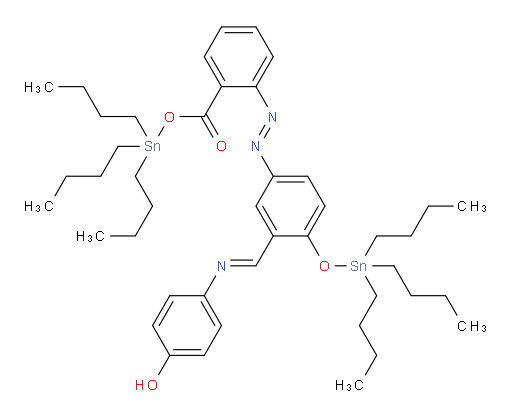 tributylstannyl 2-((E)-(3-((E)-((4-hydroxyphenyl)imino)methyl)-4-((tributylstannyl)oxy)phenyl)diazenyl)benzoate