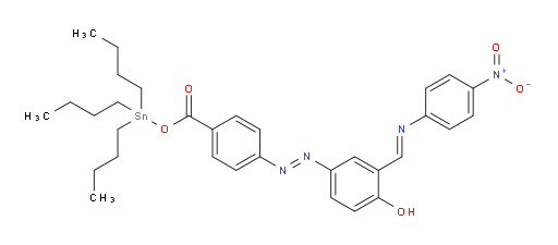tributylstannyl 4-((E)-(4-hydroxy-3-((E)-((4-nitrophenyl)imino)methyl)phenyl)diazenyl)benzoate