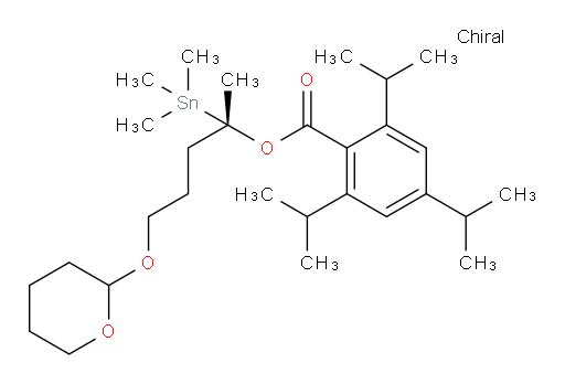 (2S)-5-((tetrahydro-2H-pyran-2-yl)oxy)-2-(trimethylstannyl)pentan-2-yl 2,4,6-triisopropylbenzoate