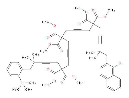 hexamethyl 1-(1-bromonaphthalen-2-yl)-2,2,20,20-tetramethyl-21-(2-(trimethylstannyl)phenyl)henicosa-3,8,13,18-tetrayne-6,6,11,11,16,16-hexacarboxylate