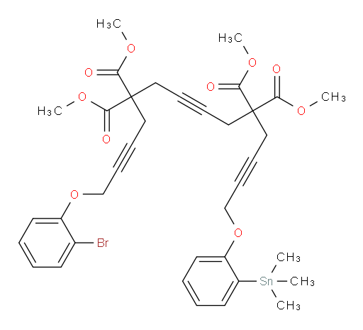 tetramethyl 1-(2-bromophenoxy)-14-(2-(trimethylstannyl)phenoxy)tetradeca-2,7,12-triyne-5,5,10,10-tetracarboxylate
