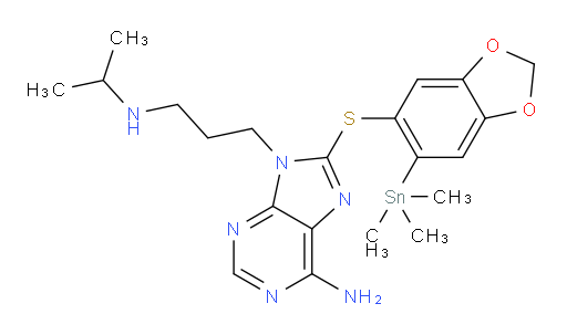 9-(3-(isopropylamino)propyl)-8-((6-(trimethylstannyl)benzo[d][1,3]dioxol-5-yl)thio)-9H-purin-6-amine