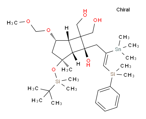 ((1R,2S,4S,5S,7S)-2-((tert-butyldimethylsilyl)oxy)-7-((Z)-3-(dimethyl(phenyl)silyl)-2-(trimethylstannyl)allyl)-7-hydroxy-4-(methoxymethoxy)-2-methylbicyclo[3.2.0]heptane-6,6-diyl)dimethanol