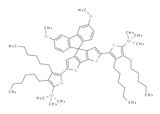 (5,5'-(3',6'-dimethoxyspiro[cyclopenta[1,2-b:5,4-b']dithiophene-4,9'-fluorene]-2,6-diyl)bis(3,4-dihexylthiophene-5,2-diyl))bis(trimethylstannane)