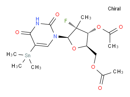 ((2R,3R,4R,5R)-3-acetoxy-5-(2,4-dioxo-5-(trimethylstannyl)-3,4-dihydropyrimidin-1(2H)-yl)-4-fluoro-4-methyltetrahydrofuran-2-yl)methyl acetate