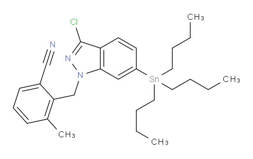 2-((3-chloro-6-(tributylstannyl)-1H-indazol-1-yl)methyl)-3-methylbenzonitrile