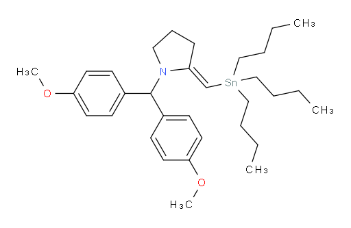 (E)-1-(bis(4-methoxyphenyl)methyl)-2-((tributylstannyl)methylene)pyrrolidine