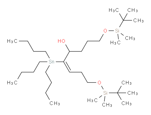 (E)-2,2,3,3,14,14,15,15-八甲基-9-(三丁基锡基)-4,13-二氧杂-3,14-二硅杂十六烷-9-烯-8-醇