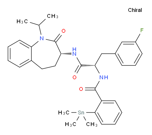 N-((S)-3-(3-fluorophenyl)-1-(((R)-1-isopropyl-2-oxo-2,3,4,5-tetrahydro-1H-benzo[b]azepin-3-yl)amino)-1-oxopropan-2-yl)-2-(trimethylstannyl)benzamide