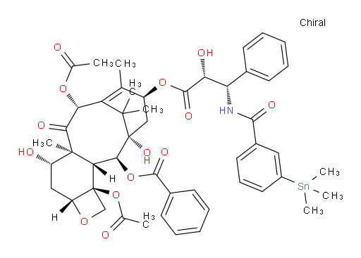 (2aR,4S,4aS,6R,9S,11S,12S,12aR,12bS)-12-(benzoyloxy)-4,11-dihydroxy-9-(((2R,3S)-2-hydroxy-3-phenyl-3-(3-(trimethylstannyl)benzamido)propanoyl)oxy)-4a,8,13,13-tetramethyl-5-oxo-2a,3,4,4a,5,6,9,10,11,12,12a,12b-dodecahydro-1H-7,11-methanocyclodeca[3,4]benzo[1,2-b]oxete-6,12b-diyl diacetate