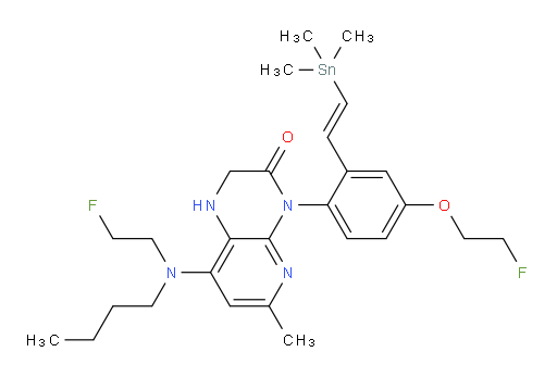 (E)-8-(butyl(2-fluoroethyl)amino)-4-(4-(2-fluoroethoxy)-2-(2-(trimethylstannyl)vinyl)phenyl)-6-methyl-1,2-dihydropyrido[2,3-b]pyrazin-3(4H)-one