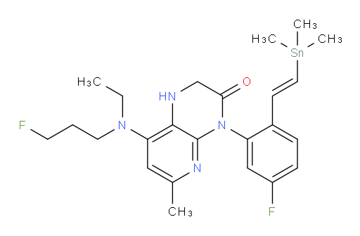 (E)-8-(ethyl(3-fluoropropyl)amino)-4-(5-fluoro-2-(2-(trimethylstannyl)vinyl)phenyl)-6-methyl-1,2-dihydropyrido[2,3-b]pyrazin-3(4H)-one