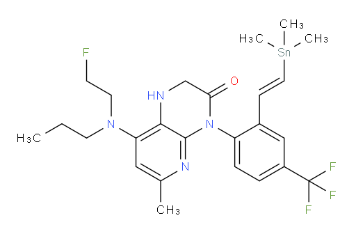 (E)-8-((2-fluoroethyl)(propyl)amino)-6-methyl-4-(4-(trifluoromethyl)-2-(2-(trimethylstannyl)vinyl)phenyl)-1,2-dihydropyrido[2,3-b]pyrazin-3(4H)-one