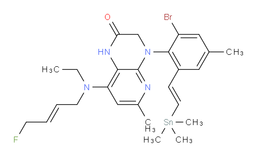 4-(2-bromo-4-methyl-6-((E)-2-(trimethylstannyl)vinyl)phenyl)-8-(ethyl((E)-4-fluorobut-2-en-1-yl)amino)-6-methyl-3,4-dihydropyrido[2,3-b]pyrazin-2(1H)-one