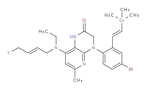 4-(4-bromo-2-((E)-2-(trimethylstannyl)vinyl)phenyl)-8-(ethyl((E)-4-fluorobut-2-en-1-yl)amino)-6-methyl-3,4-dihydropyrido[2,3-b]pyrazin-2(1H)-one