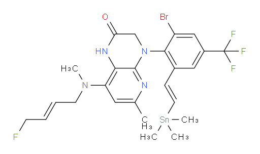 4-(2-bromo-4-(trifluoromethyl)-6-((E)-2-(trimethylstannyl)vinyl)phenyl)-8-(((E)-4-fluorobut-2-en-1-yl)(methyl)amino)-6-methyl-3,4-dihydropyrido[2,3-b]pyrazin-2(1H)-one