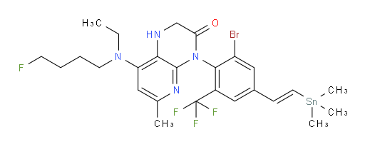 (E)-4-(2-bromo-6-(trifluoromethyl)-4-(2-(trimethylstannyl)vinyl)phenyl)-8-(ethyl(4-fluorobutyl)amino)-6-methyl-1,2-dihydropyrido[2,3-b]pyrazin-3(4H)-one