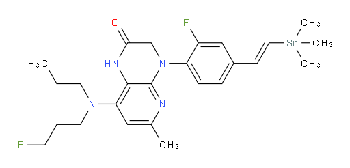 (E)-4-(2-fluoro-4-(2-(trimethylstannyl)vinyl)phenyl)-8-((3-fluoropropyl)(propyl)amino)-6-methyl-3,4-dihydropyrido[2,3-b]pyrazin-2(1H)-one