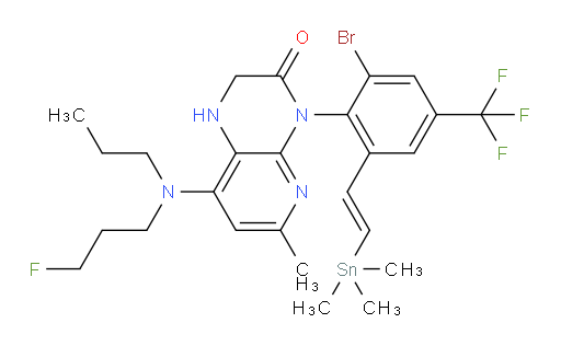 (E)-4-(2-bromo-4-(trifluoromethyl)-6-(2-(trimethylstannyl)vinyl)phenyl)-8-((3-fluoropropyl)(propyl)amino)-6-methyl-1,2-dihydropyrido[2,3-b]pyrazin-3(4H)-one