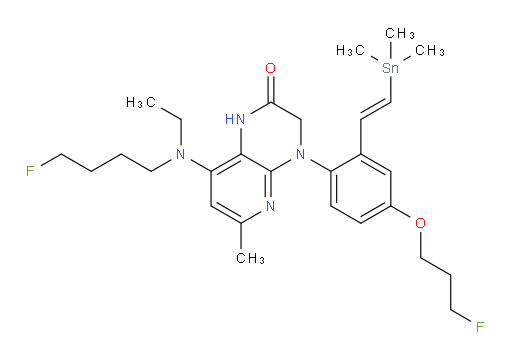 (E)-8-(ethyl(4-fluorobutyl)amino)-4-(4-(3-fluoropropoxy)-2-(2-(trimethylstannyl)vinyl)phenyl)-6-methyl-3,4-dihydropyrido[2,3-b]pyrazin-2(1H)-one