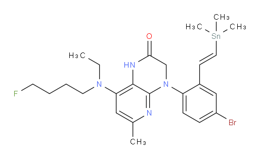 (E)-4-(4-bromo-2-(2-(trimethylstannyl)vinyl)phenyl)-8-(ethyl(4-fluorobutyl)amino)-6-methyl-3,4-dihydropyrido[2,3-b]pyrazin-2(1H)-one