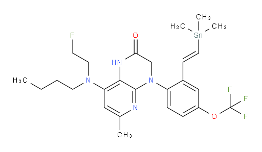 (E)-8-(butyl(2-fluoroethyl)amino)-6-methyl-4-(4-(trifluoromethoxy)-2-(2-(trimethylstannyl)vinyl)phenyl)-3,4-dihydropyrido[2,3-b]pyrazin-2(1H)-one