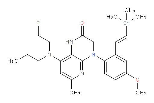 (E)-8-((2-fluoroethyl)(propyl)amino)-4-(4-methoxy-2-(2-(trimethylstannyl)vinyl)phenyl)-6-methyl-3,4-dihydropyrido[2,3-b]pyrazin-2(1H)-one