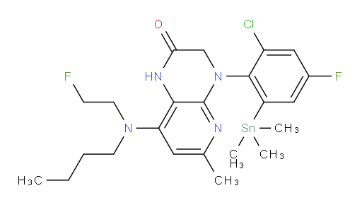 8-(butyl(2-fluoroethyl)amino)-4-(2-chloro-4-fluoro-6-(trimethylstannyl)phenyl)-6-methyl-3,4-dihydropyrido[2,3-b]pyrazin-2(1H)-one