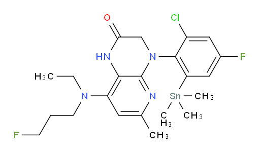 4-(2-chloro-4-fluoro-6-(trimethylstannyl)phenyl)-8-(ethyl(3-fluoropropyl)amino)-6-methyl-3,4-dihydropyrido[2,3-b]pyrazin-2(1H)-one