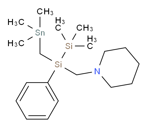 1-((2,2,2-trimethyl-1-phenyl-1-((trimethylstannyl)methyl)disilyl)methyl)piperidine