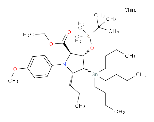 (2R,3S,4R,5S)-ethyl 3-((tert-butyldimethylsilyl)oxy)-1-(4-methoxyphenyl)-5-propyl-4-(tributylstannyl)pyrrolidine-2-carboxylate