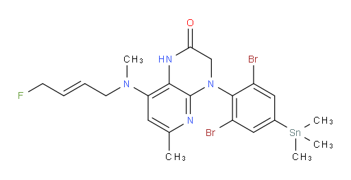 (E)-4-(2,6-dibromo-4-(trimethylstannyl)phenyl)-8-((4-fluorobut-2-en-1-yl)(methyl)amino)-6-methyl-3,4-dihydropyrido[2,3-b]pyrazin-2(1H)-one