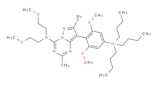 8-(2,6-dimethoxy-4-(tributylstannyl)phenyl)-N,N-bis(2-methoxyethyl)-2,7-dimethylpyrazolo[1,5-a][1,3,5]triazin-4-amine