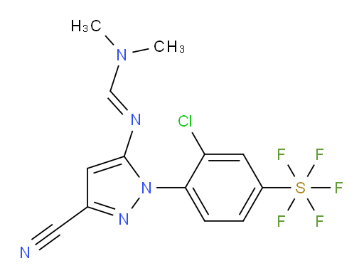 [3-chloro-4-[3-cyano-5-[[(dimethylamino)methylene]amino]-1H-pyrazol-1-yl]phenyl]sulfur pentafluoride
