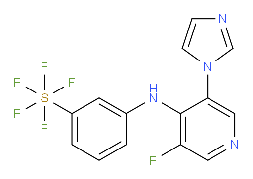 3-((3-fluoro-5-(1H-imidazol-1-yl)pyridin-4-yl)amino)(pentafluoromercapto)benzene