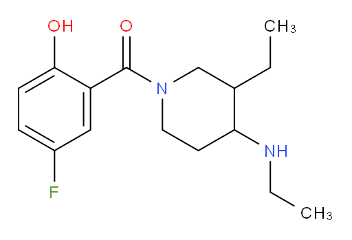 (3-ethyl-4-(ethylamino)piperidin-1-yl)(5-fluoro-2-hydroxyphenyl)methanone