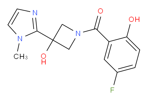 (5-fluoro-2-hydroxyphenyl)(3-hydroxy-3-(1-methyl-1H-imidazol-2-yl)azetidin-1-yl)methanone