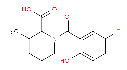 1-(5-fluoro-2-hydroxybenzoyl)-3-methylpiperidine-2-carboxylic acid
