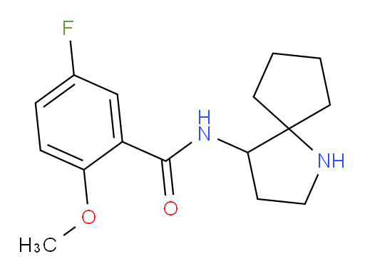 5-fluoro-2-methoxy-N-(1-azaspiro[4.4]nonan-4-yl)benzamide
