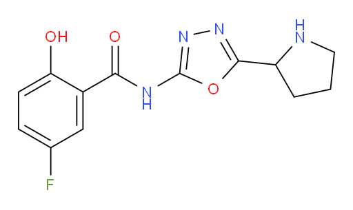 5-fluoro-2-hydroxy-N-(5-(pyrrolidin-2-yl)-1,3,4-oxadiazol-2-yl)benzamide