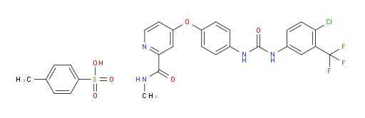4-[4-[[[[4-chloro-3-((trifluoromethyl))phenyl]amino]carbonyl]amino]phenoxy]-N-methylpyridin-2-carboxamide tosylate (1:1)