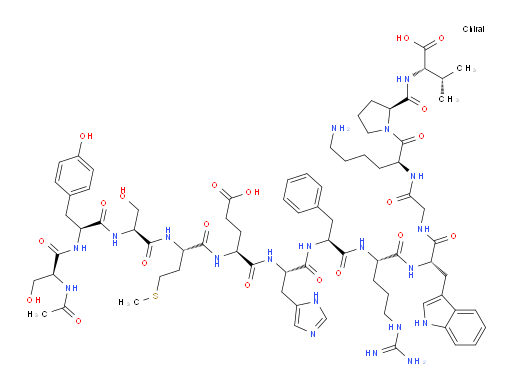 Valine, acetyl-L-seryl-L-tyrosyl-L-seryl-L-methionyl-L-glutamyl-L-histidyl-L-phenylalanyl-L-arginyl-L-tryptophylglycyl-L-lysyl-L-prolyl-, L- (7CI, 8CI) α-Melanotropin (pig), 13-L-valine-