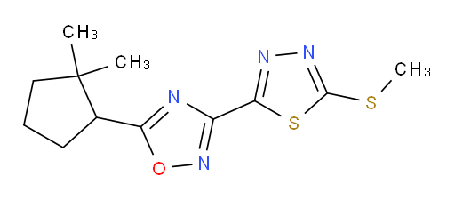 5-(2,2-dimethylcyclopentyl)-3-(5-(methylthio)-1,3,4-thiadiazol-2-yl)-1,2,4-oxadiazole