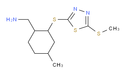 (4-methyl-2-((5-(methylthio)-1,3,4-thiadiazol-2-yl)thio)cyclohexyl)methanamine