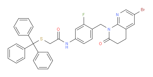 N-(4-((6-bromo-2-oxo-3,4-dihydro-1,8-naphthyridin-1(2H)-yl)methyl)-3-fluorophenyl)-2-(tritylthio)acetamide