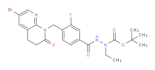 tert-butyl 2-(4-((6-bromo-2-oxo-3,4-dihydro-1,8-naphthyridin-1(2H)-yl)methyl)-3-fluorobenzoyl)-1-ethylhydrazinecarboxylate