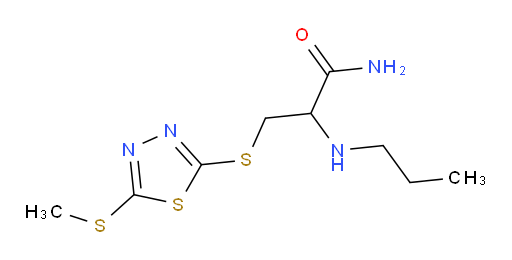 3-((5-(methylthio)-1,3,4-thiadiazol-2-yl)thio)-2-(propylamino)propanamide