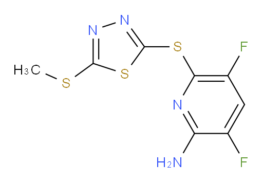 3,5-difluoro-6-((5-(methylthio)-1,3,4-thiadiazol-2-yl)thio)pyridin-2-amine