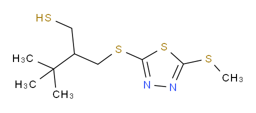 3,3-dimethyl-2-(((5-(methylthio)-1,3,4-thiadiazol-2-yl)thio)methyl)butane-1-thiol